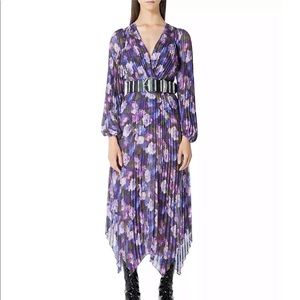 Floral print pleated midi dress